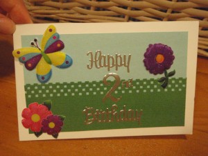Happy second birthday garden card