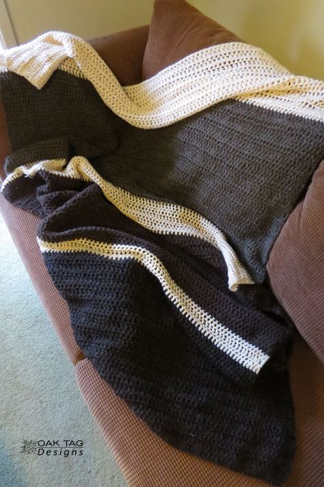 Brown crochet blanket - stashbusting!