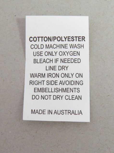 Care instructions label